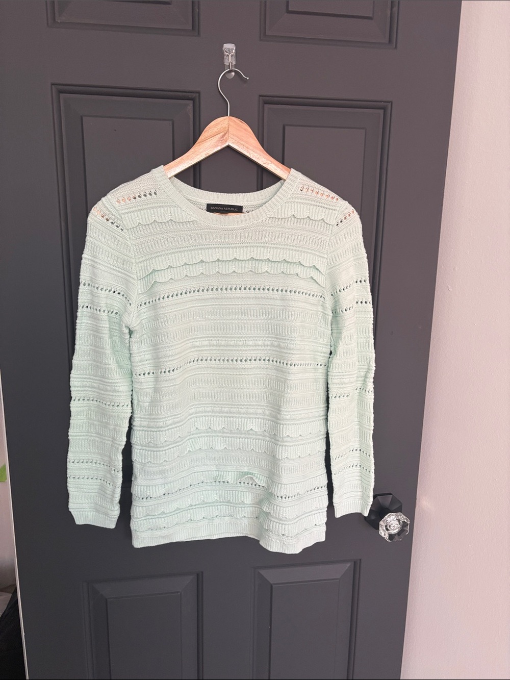 Banana Republic Mint Green Crochet-Style Long Sleeve Sweater